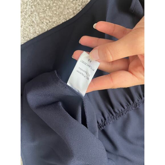 Tuckernuck Pomander Place Poplin Kenzo Dress Flutter Tiered Long Sleeves Navy XS - Picture 7 of 9